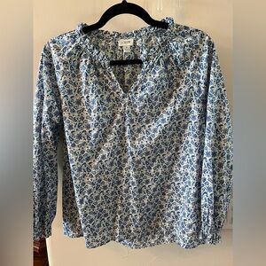 J. Crew Blue and White Patterned Blouse